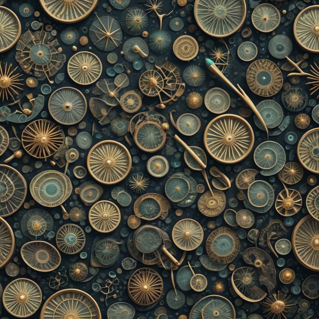 Giant Diatoms Radiate Aura in Dark Fantasy Realm