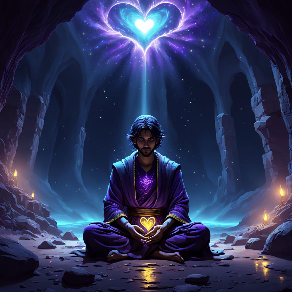 Spiritual Seeker in Cosmic Cave