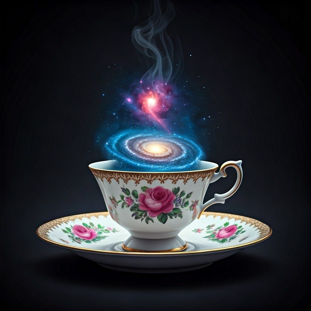 Galaxy Teacup: A Surreal Digital Artwork