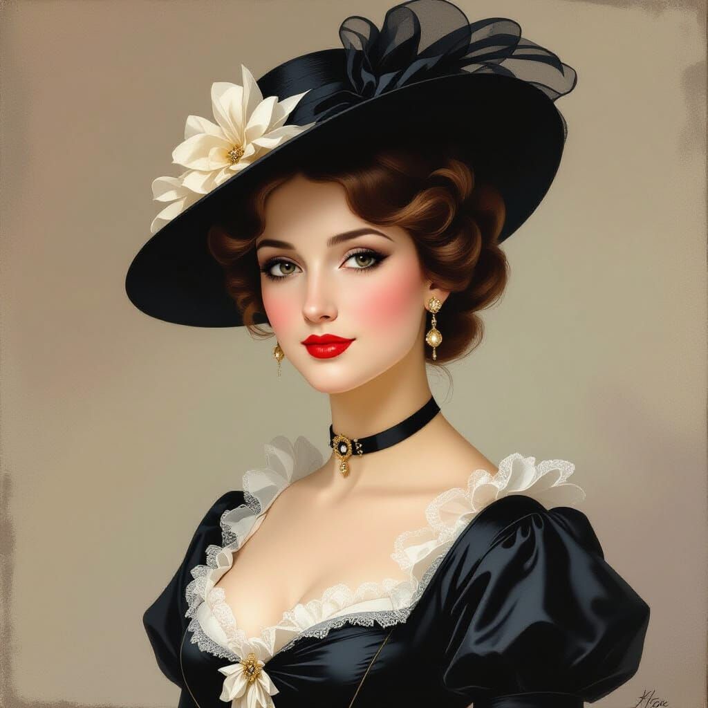 Elegant Woman in French Classicism Style