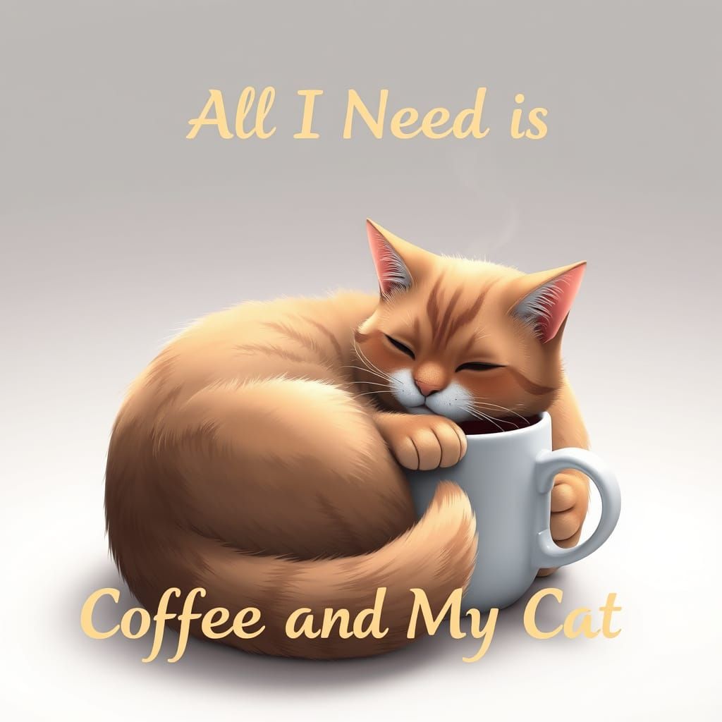 Cozy Minimalist Scene with Cat and Coffee