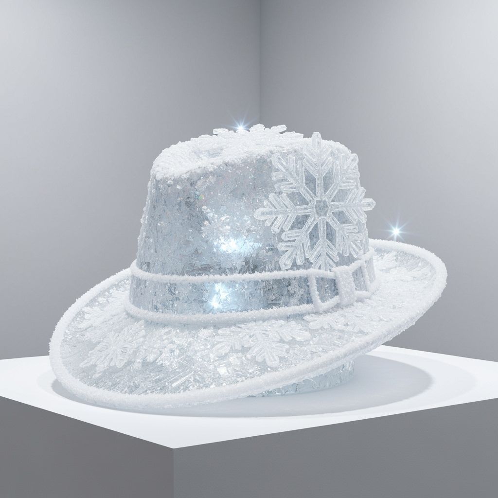 Crystal Ice Fedora Installation on Gallery Plinth
