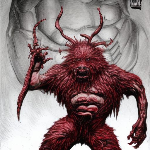 Violator Spawn as Hyperrealistic Manga Iron Foo Dog