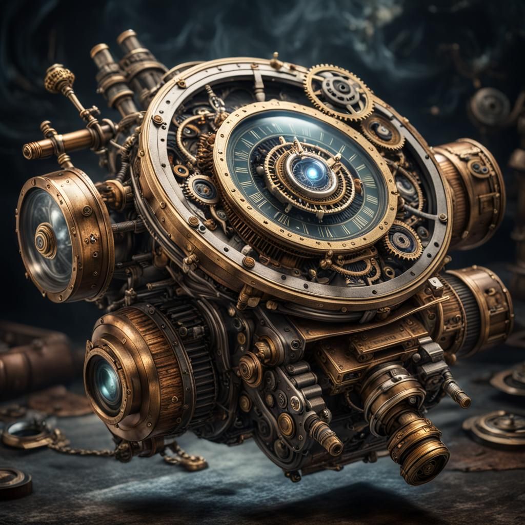 Steampunk Vortex Manipulator: Detailed Digital Matte Paintin...