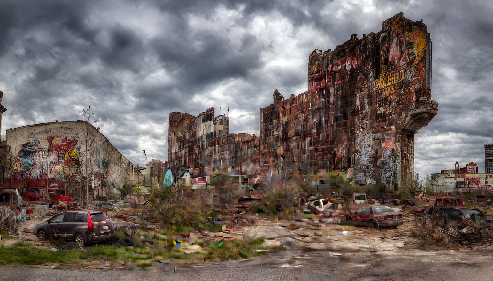 Abandoned Cyberpunk Urban Wasteland