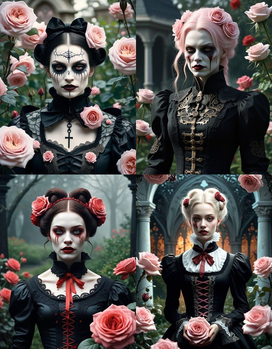 Victorian Vampire in a Haunting Rose Garden