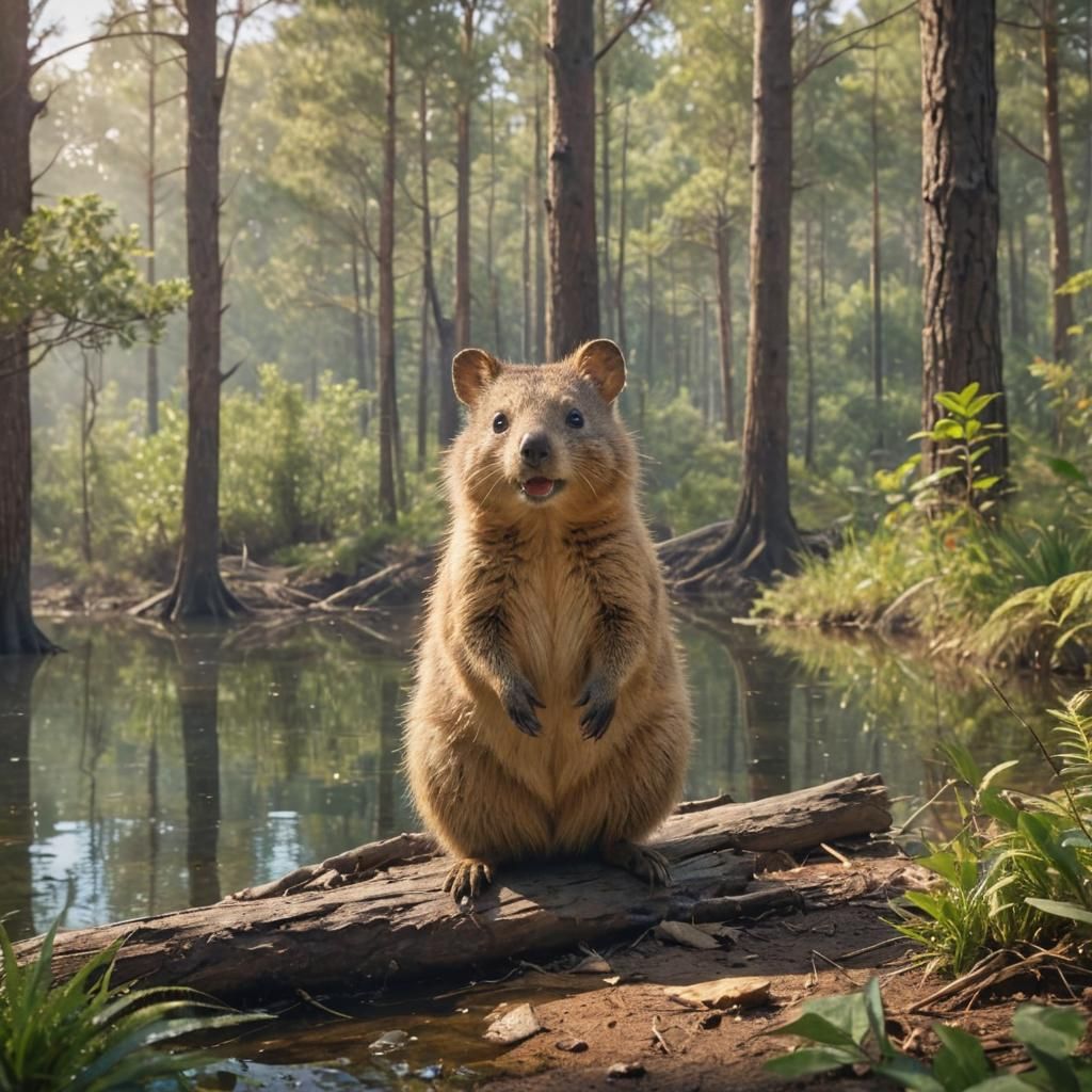 Quokka in Forest Lake: Fantasy Concept Art