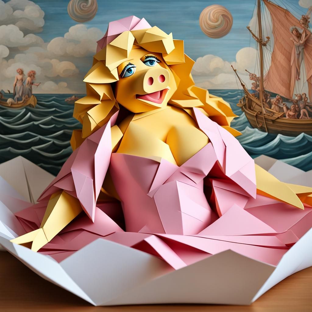 Miss Piggy as Birth of Venus Papercraft