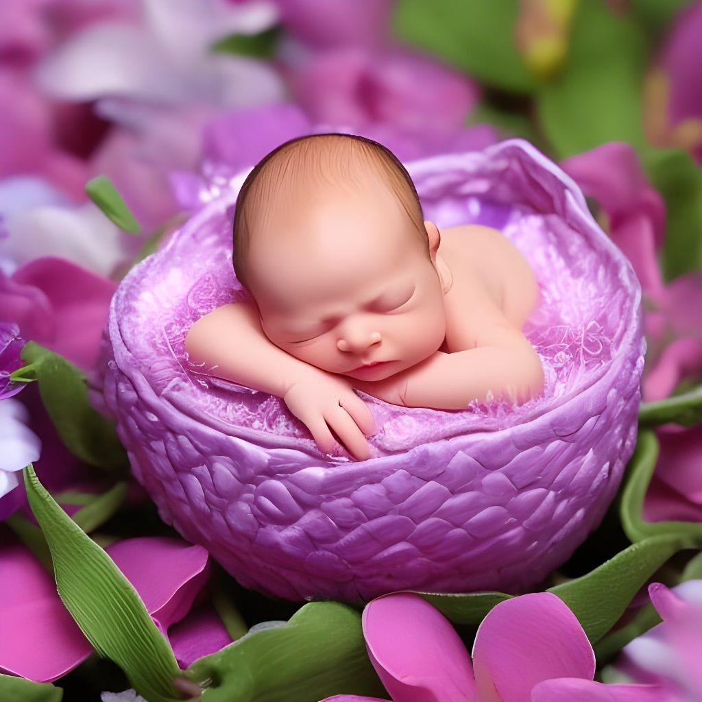 Thumbalina, asleep in a petal