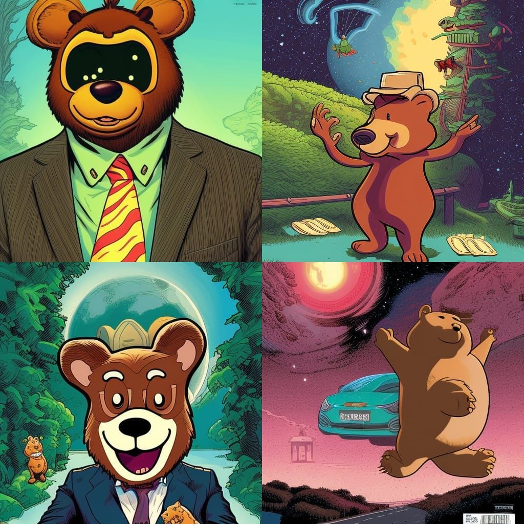 Elon Musk as Yogi Bear Comic Art