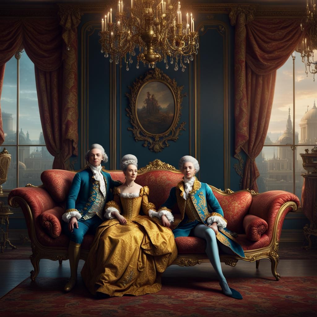 Madame Pompadour and King Louis XV on Couch