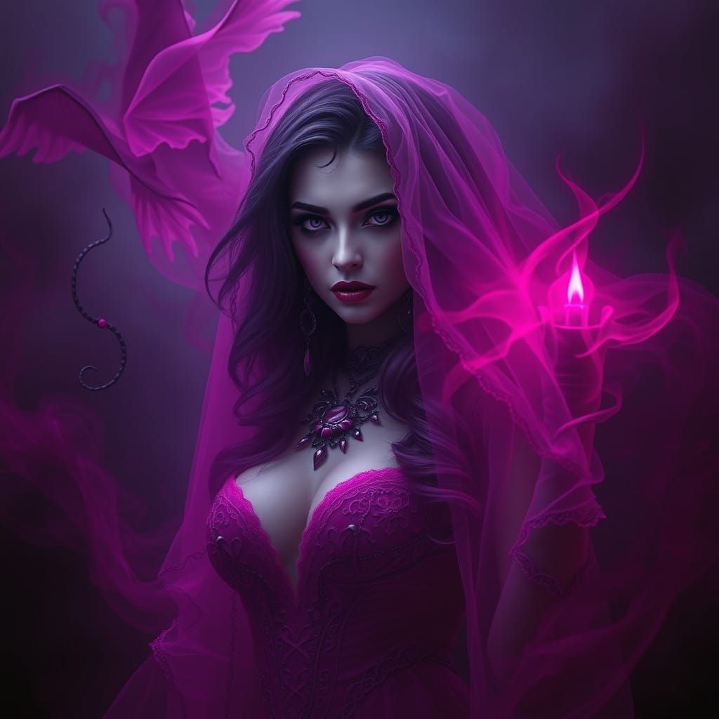 Ethereal Pink Siren in Gothic Splendor