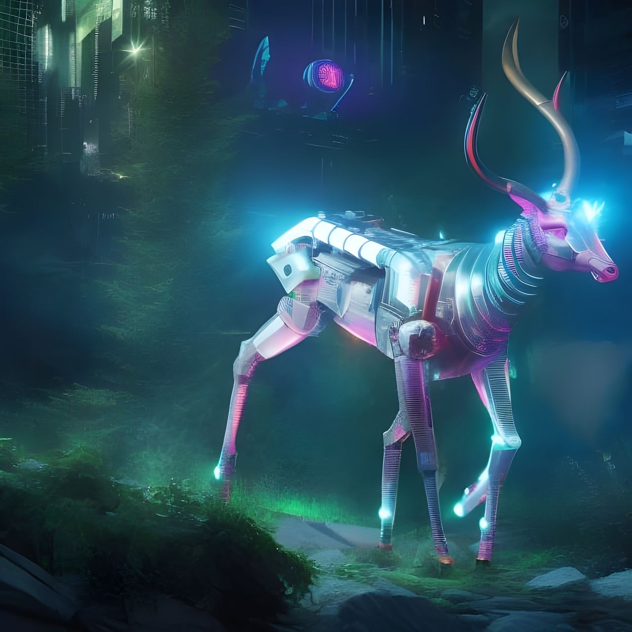 Cyberpunk Gazelle in Photorealistic Detail