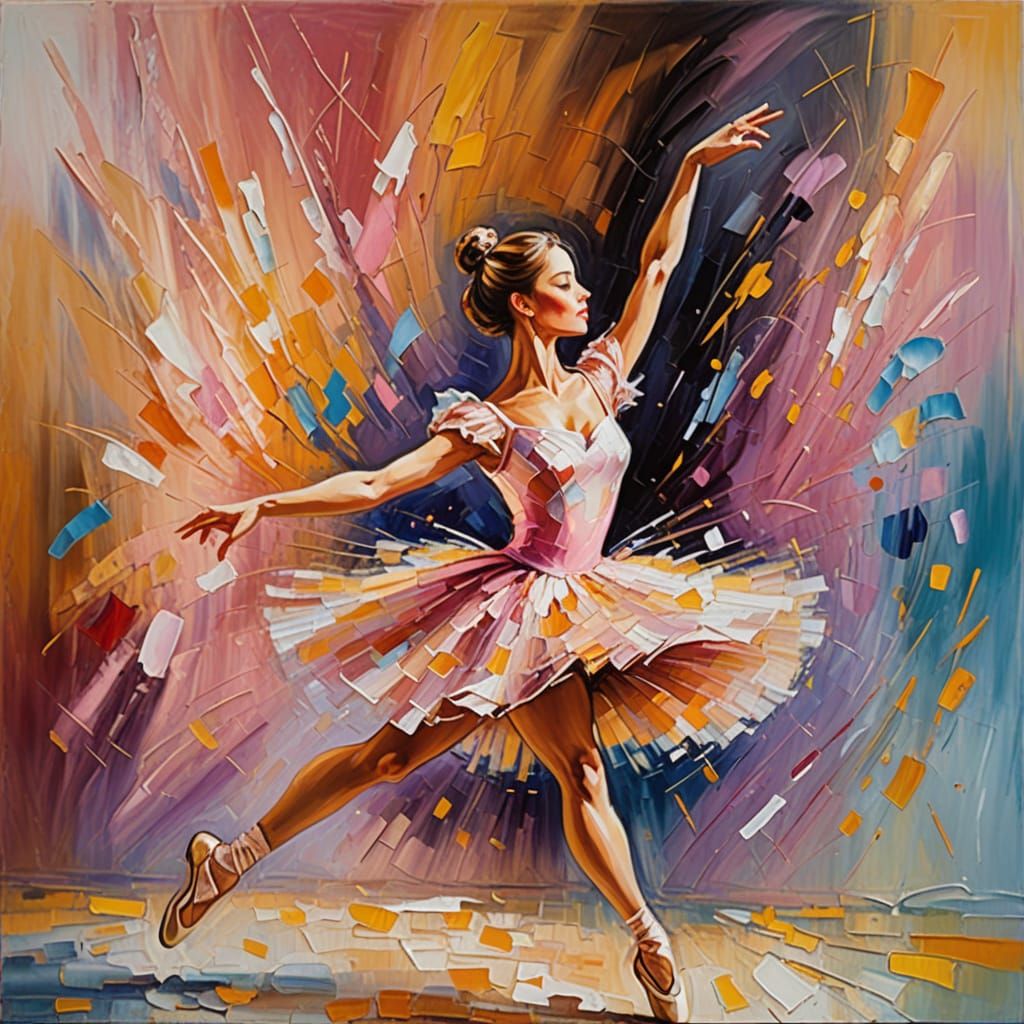 Elegant Ballerina in Dreamy Neo-Impressionist Oil Painting