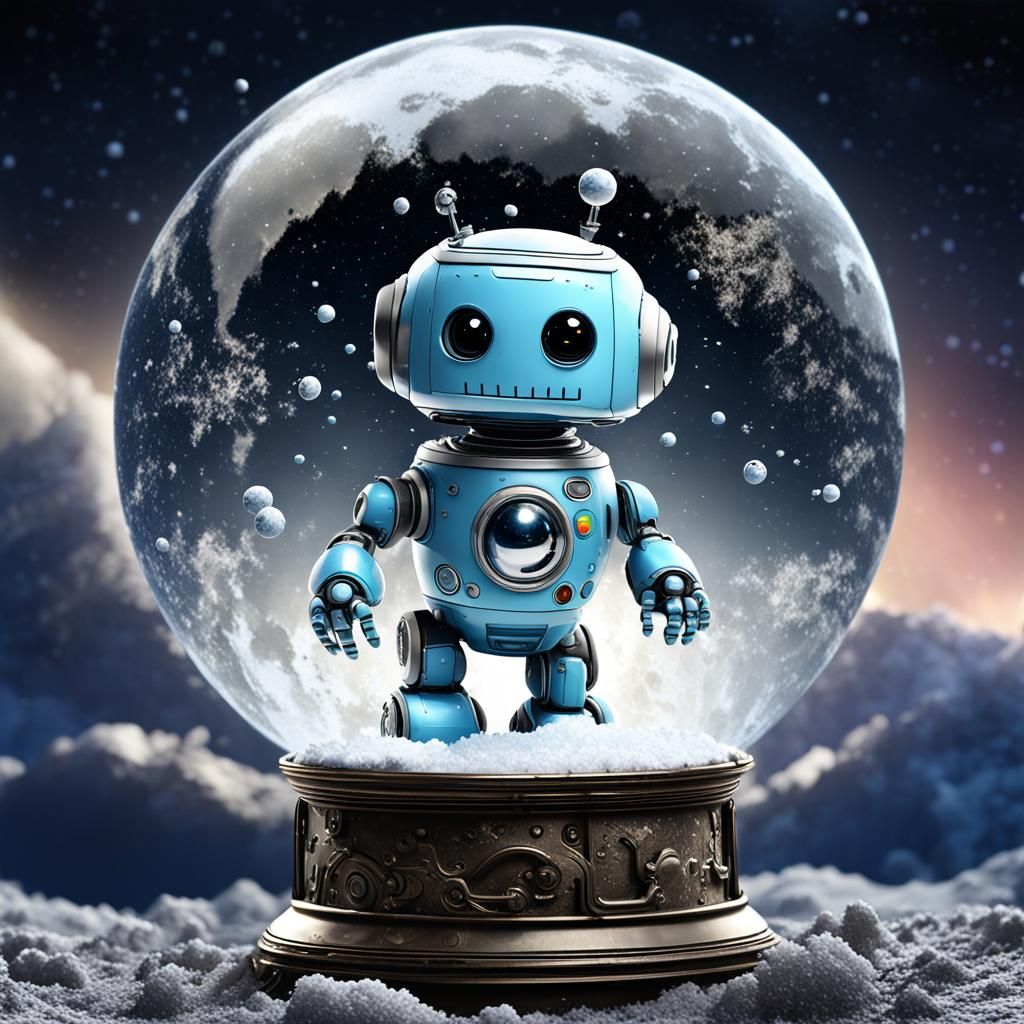 Robot Holds Earth Snow Globe in Space