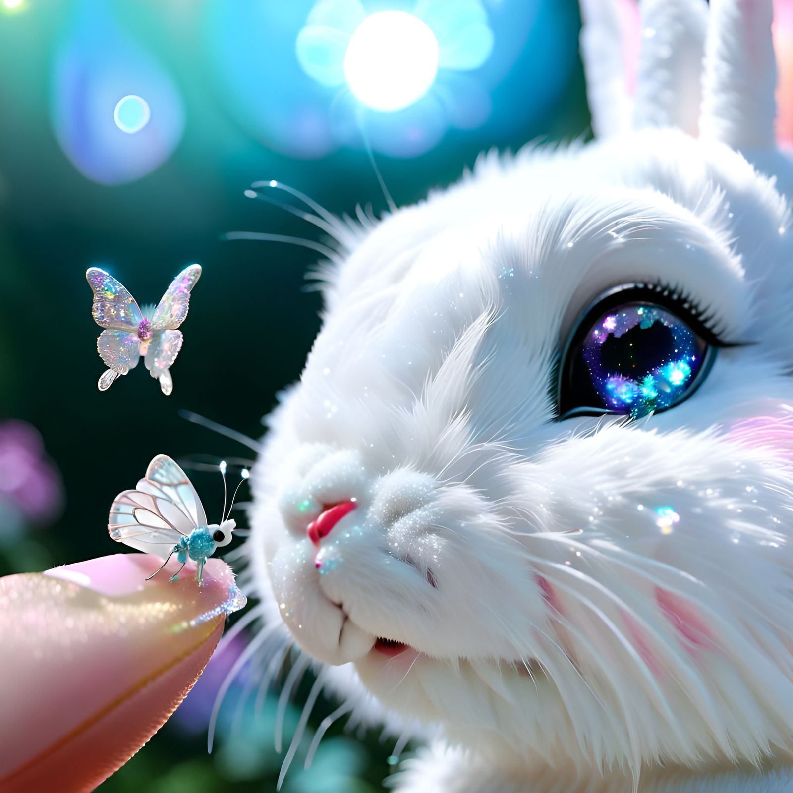 Crystal Butterfly Kisses White Rabbit Nose