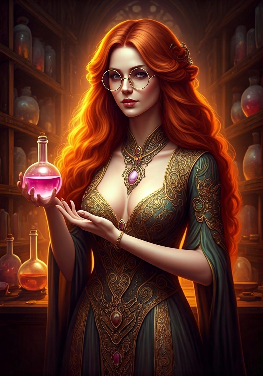 Alchemist in Fantasy Laboratory, Boris Vallejo Style