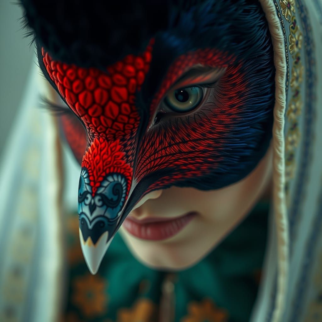 Ornate 3D Pheasant Portrait Above Fruited Plain