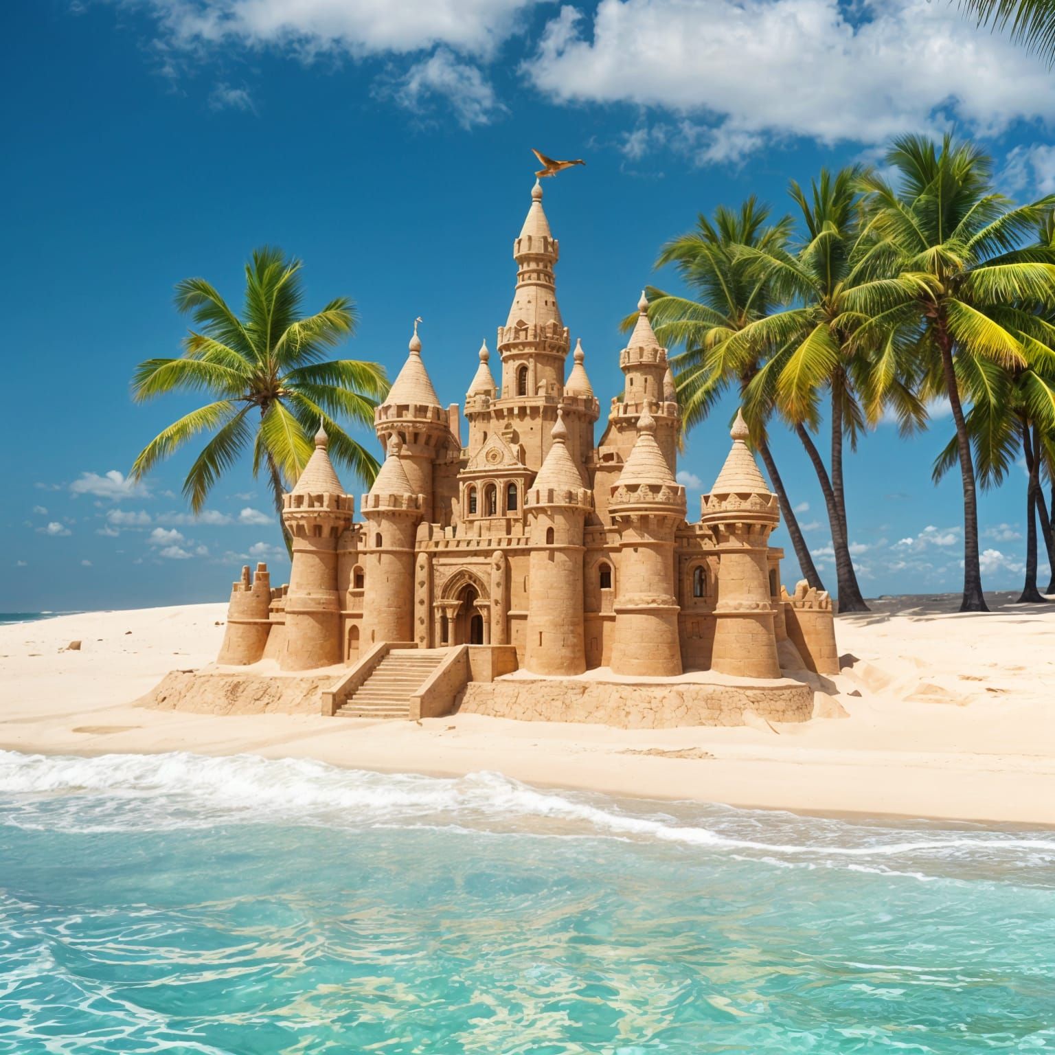 Detailed Sandcastle on Beach