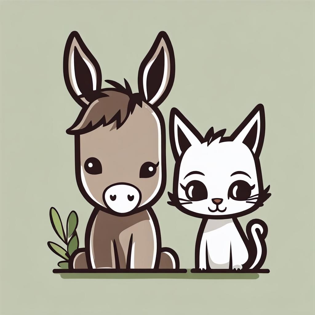 Playful Logo of a Donkey and Cat