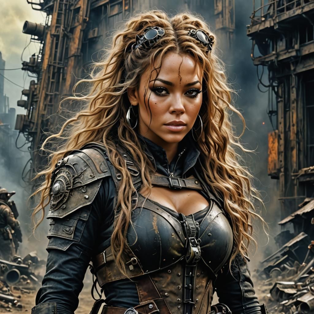 Post-Apocalyptic Raider Portrait in Luis Royo Style