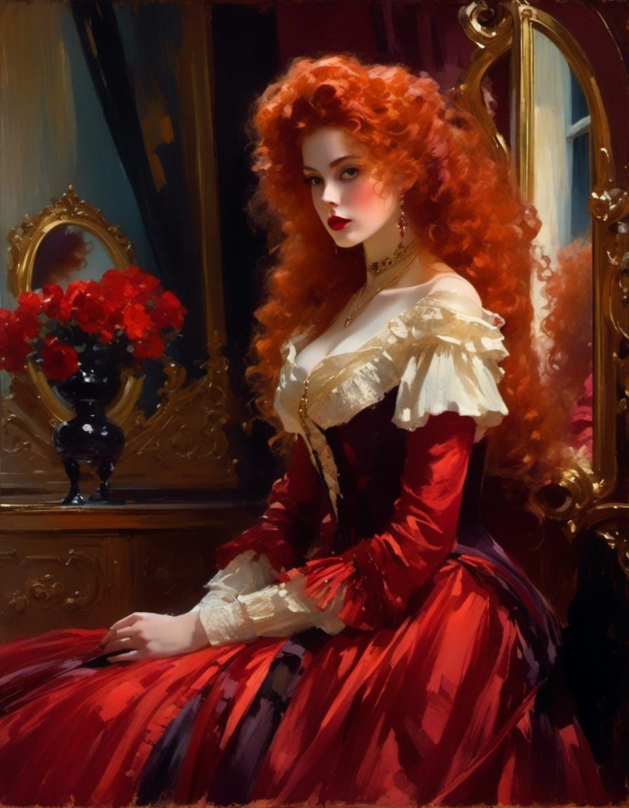 Victorian Vampire Mina Harker in Dreamy Vignette Style