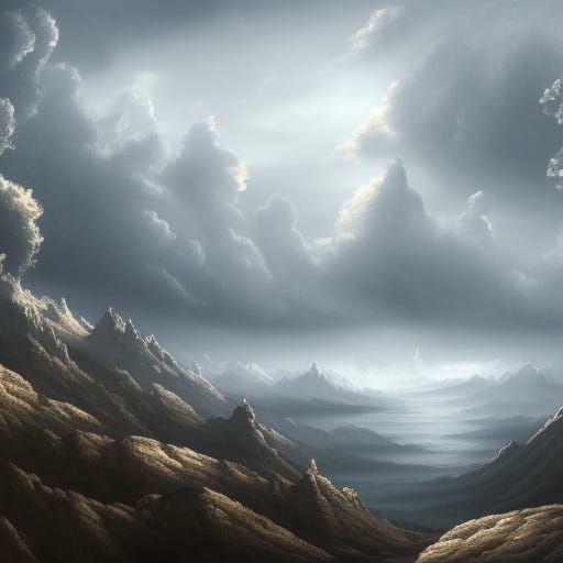 Dramatic Sky Matte Painting in Silver and Blue
