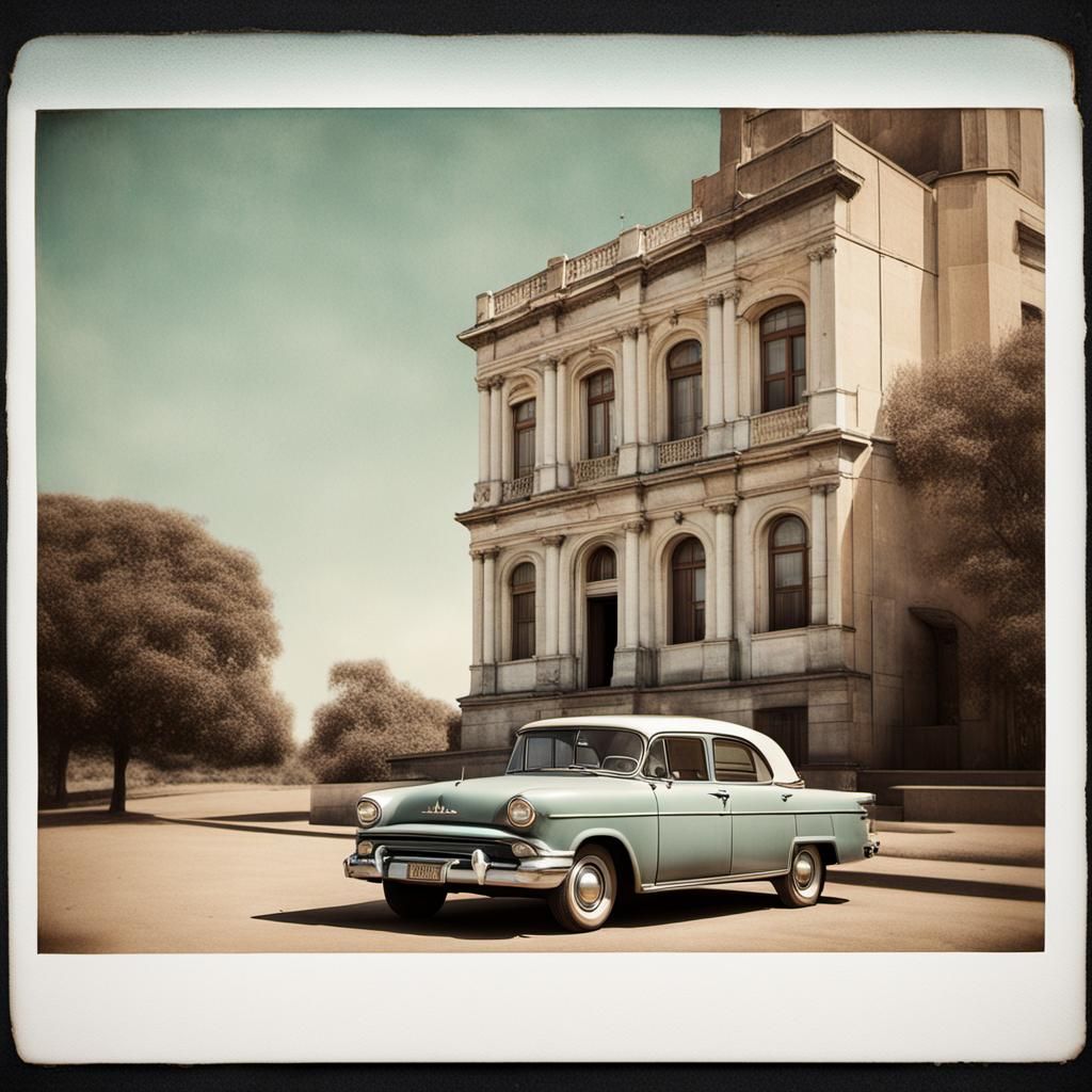 Vintage Vehicle Portrait in Polaroid Style