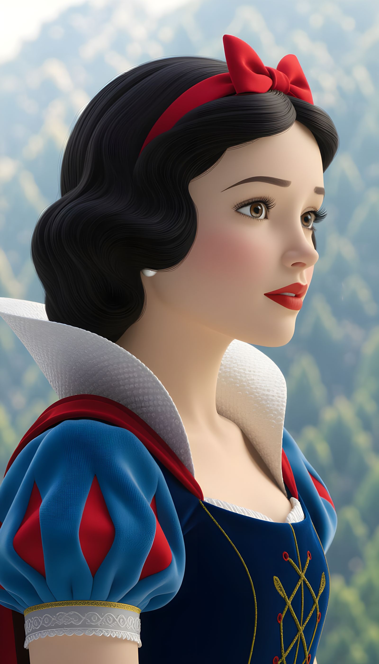Snow White Realistic Portrait Pixar Style Cinematic