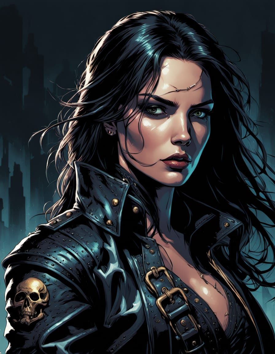 Gritty Pirate Queen in Dark Fantasy Comic Book Art