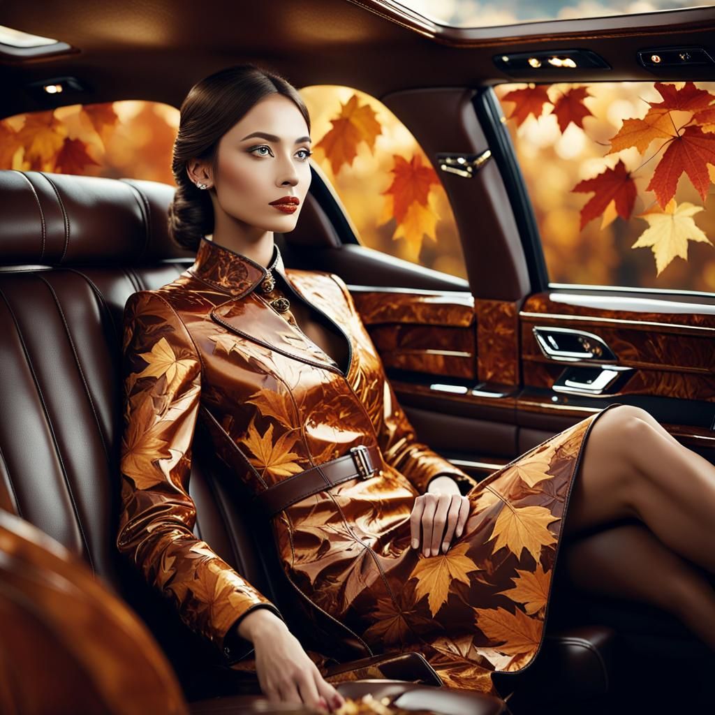 Autumn-Themed Limousine Interior in Lavish Style