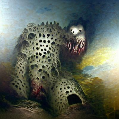 Horrifying Trypophobia Monster in Gothic Horror Style