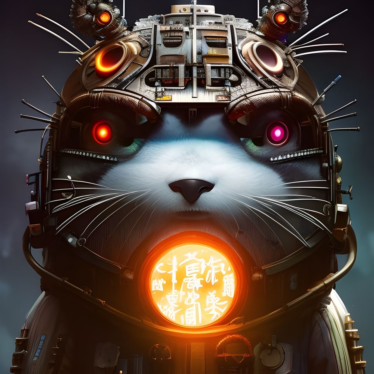 Cyberpunk Totoro: Hyperdetailed Futuristic Portrait