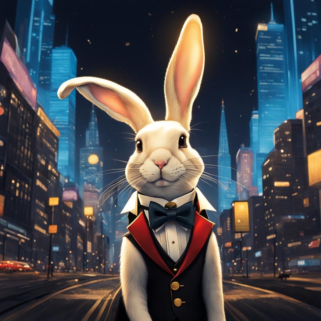 Rabbit in a tuxedo, top hat, and has a gold monocle. Leaving...