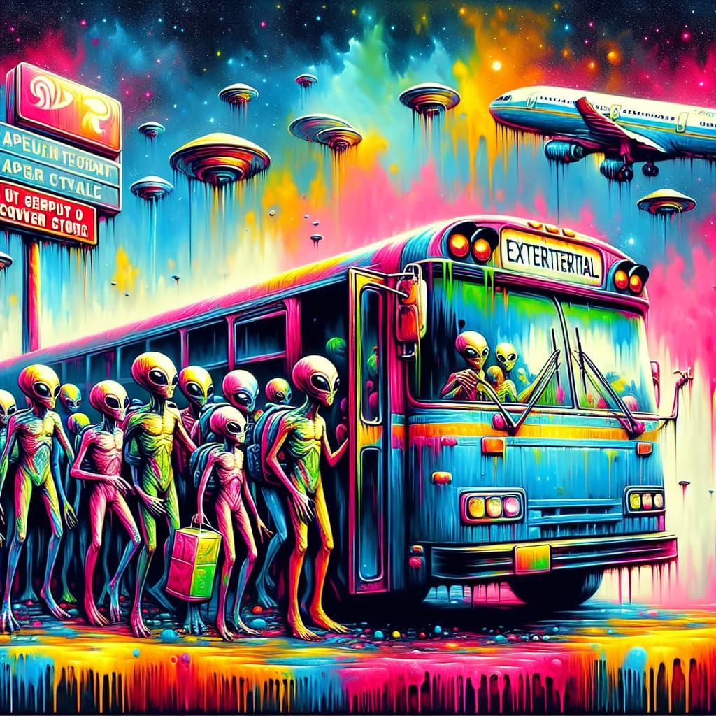Extraterrestrial Bus Trip: Graffiti Art Style