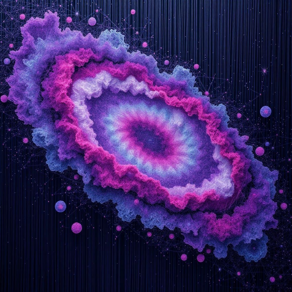 Galaxy in String Art Style with Swirling Nebulae