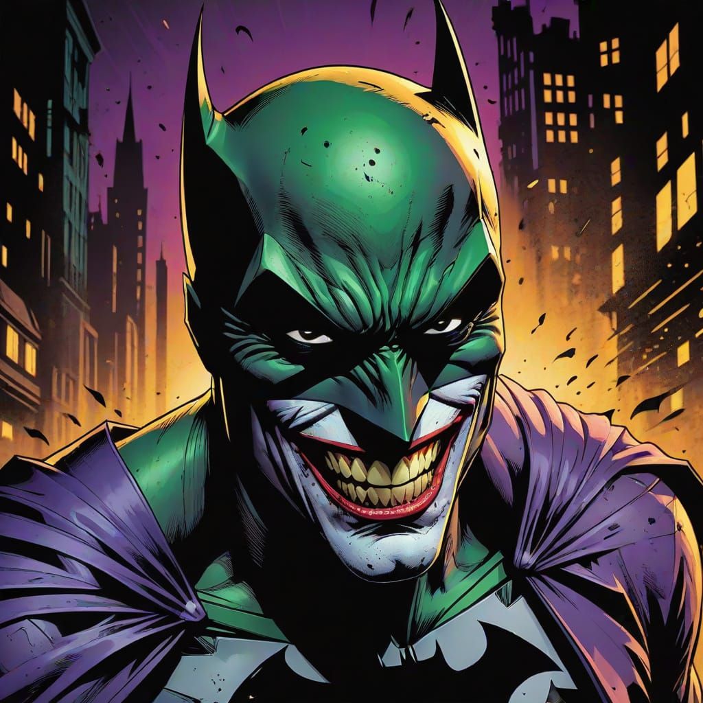 Batman Captures Joker in Dark Comic Book Art
