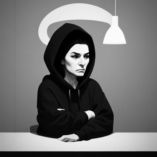Monochromatic Vector Art of Woman in Sorrow