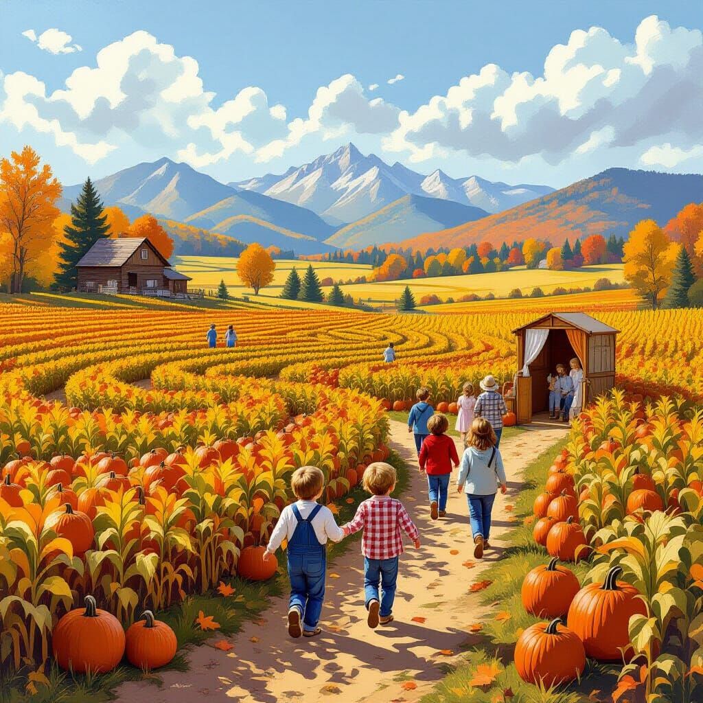 Whimsical Fall Corn Maze with Pumpkin Patch