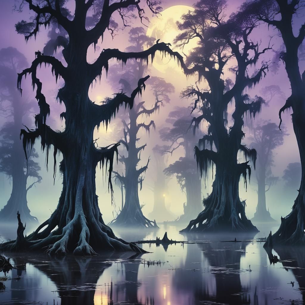 Haunted Ghostly Spirit in Misty Swamp