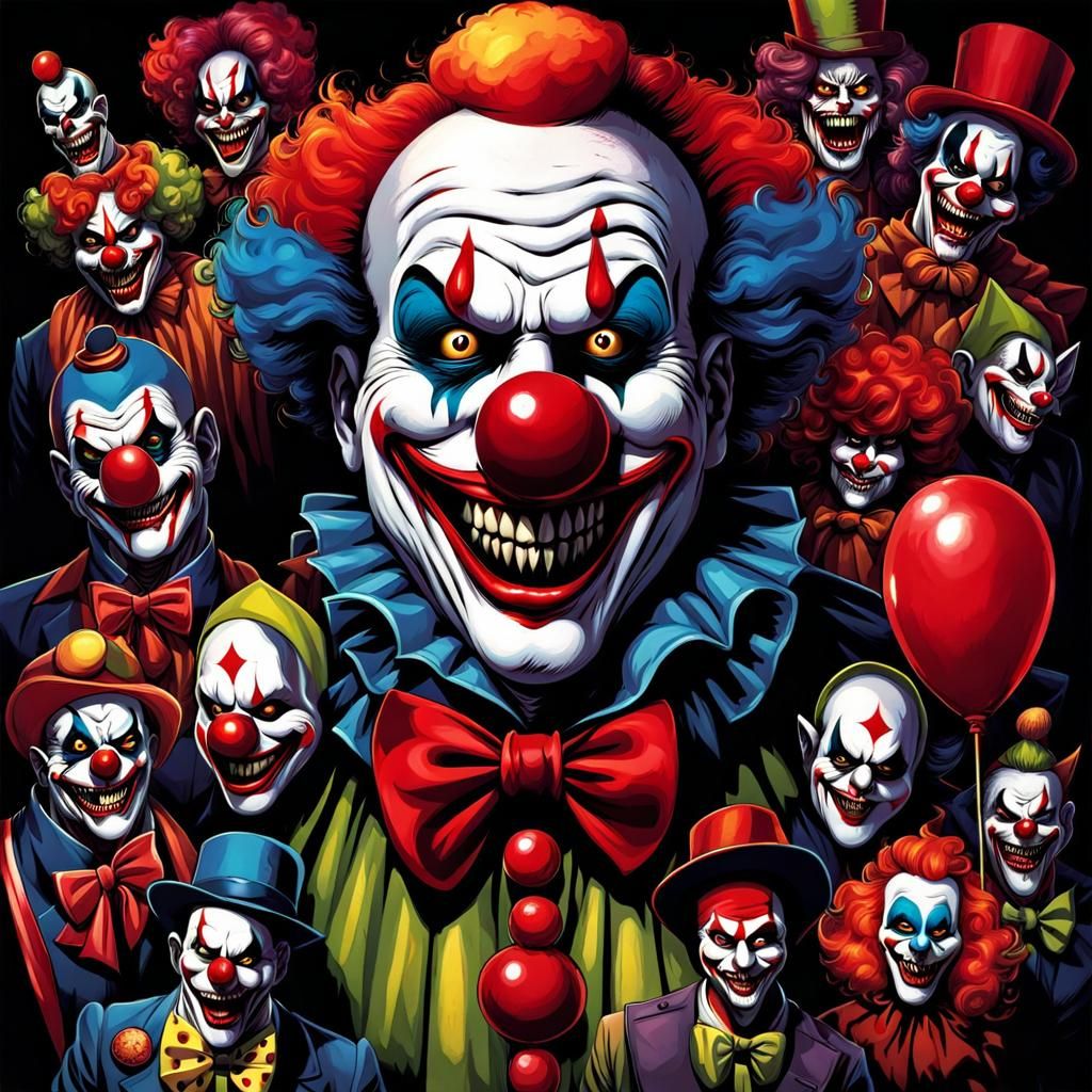 Nightmarish Clown in Horrorcore Style