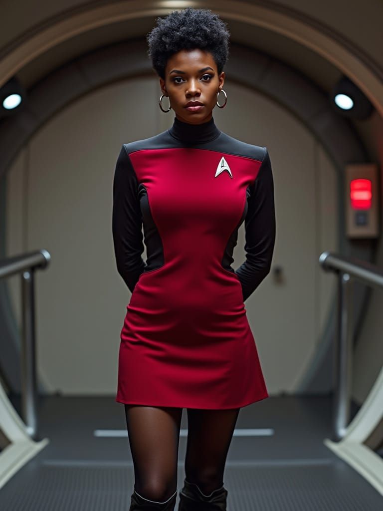 Star Trek Vulcan Woman on Starship Bridge