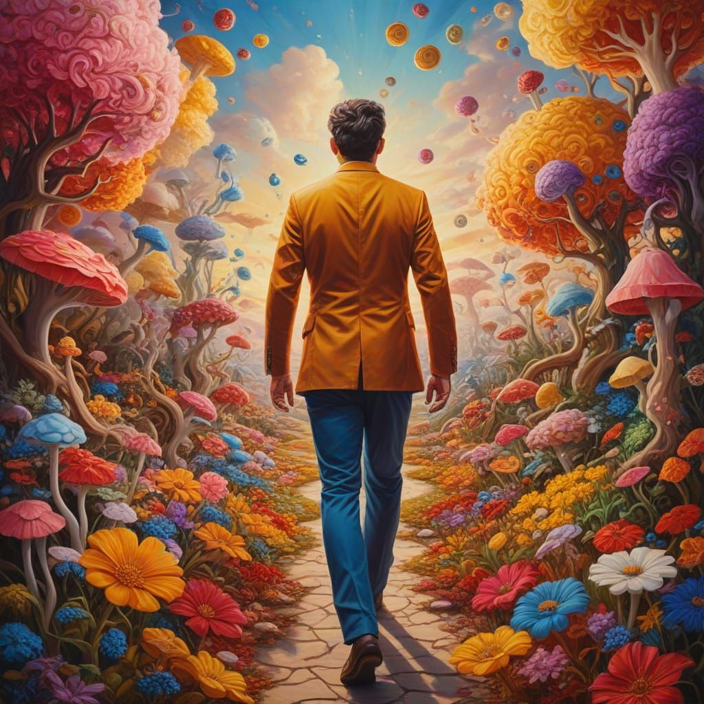 WonderMan's Surreal Adventure in an Oil Painting Wonderland