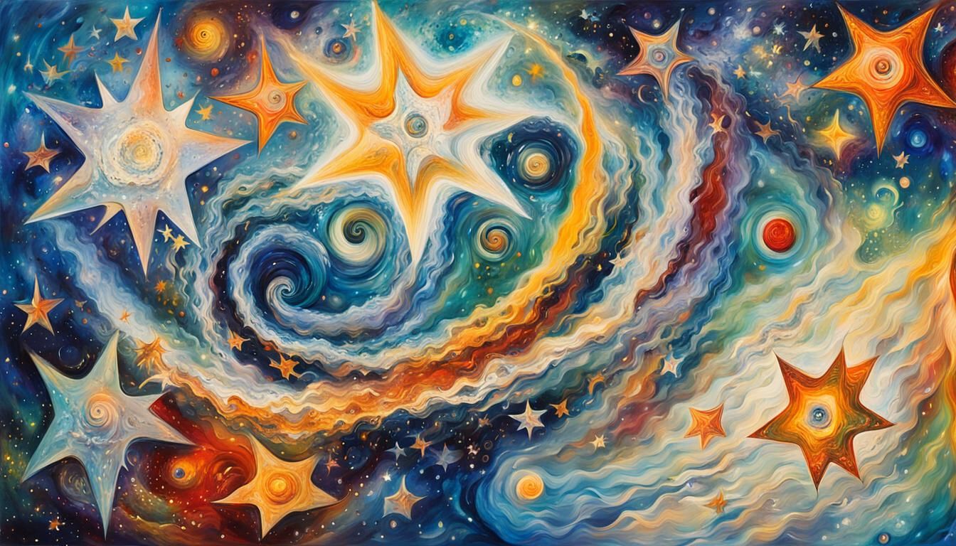 Cosmic Energy: Abstract Stars in Expressionist Style