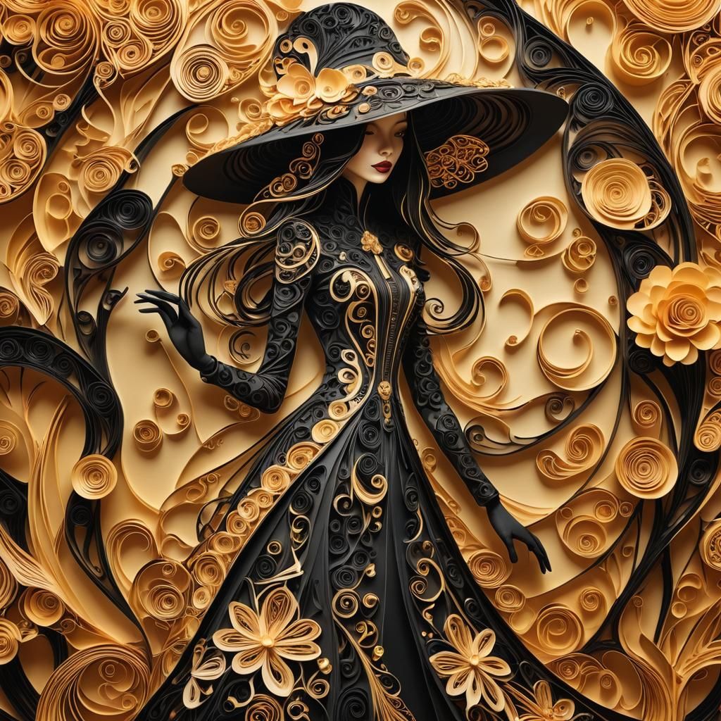 Golden Silhouette: Surreal Digital Art in 8K