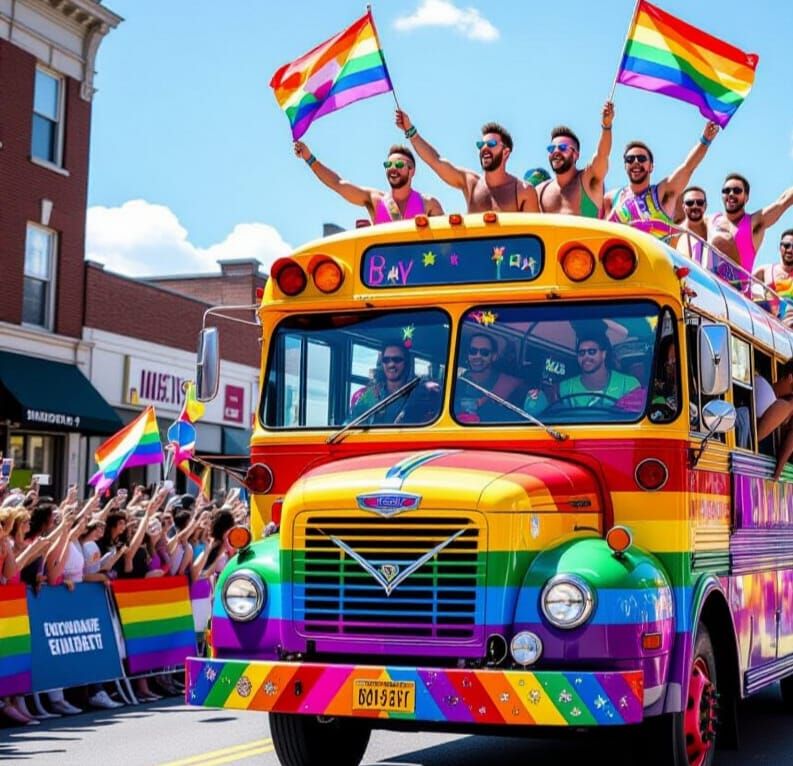 Joyful Pride Parade Scene in Cinematic Style