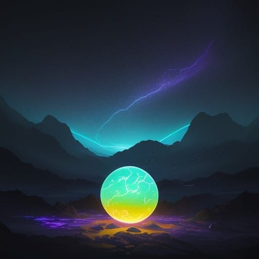 Iridescent Orb Radiates Ethereal Neon Hues in Hyper-Realisti...