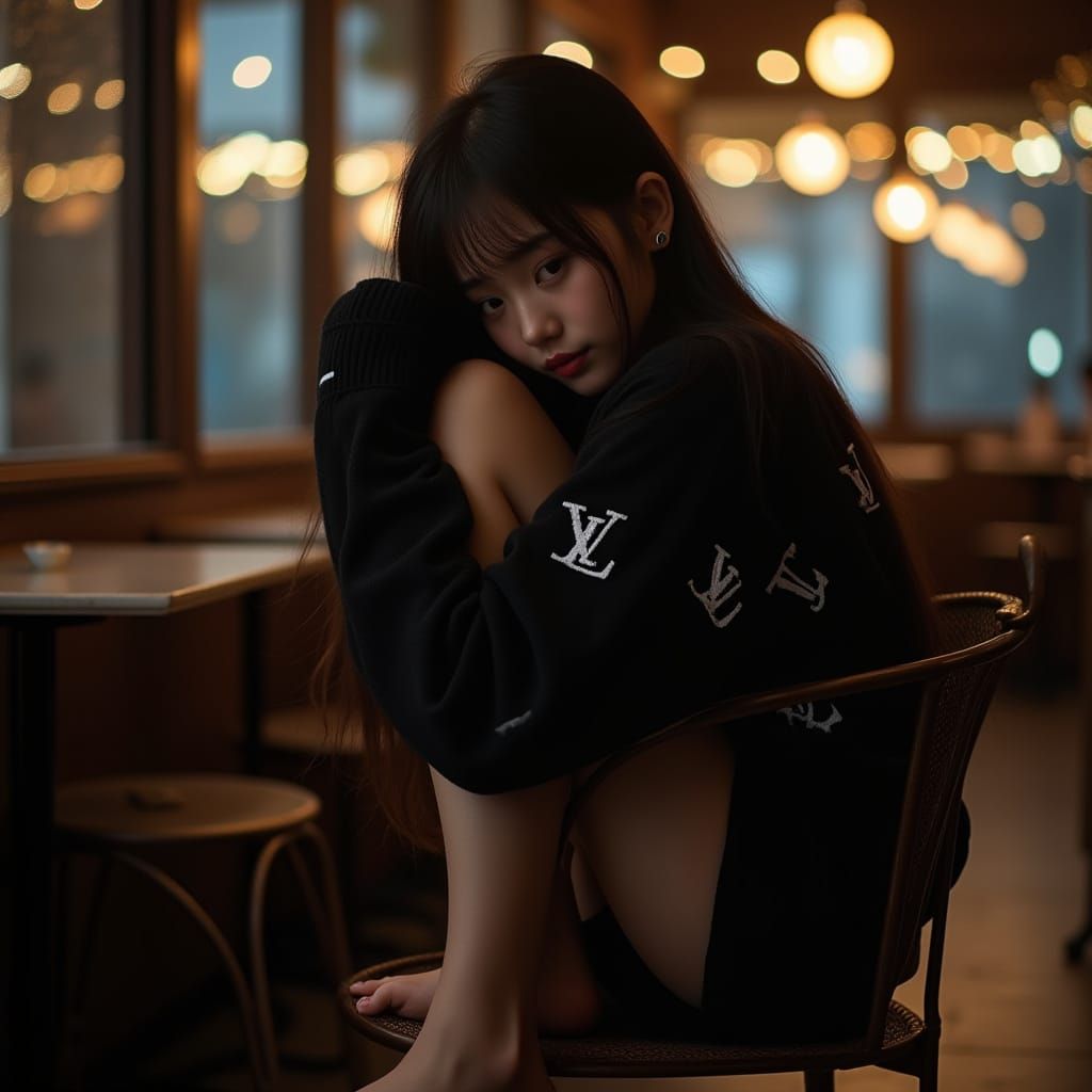 Cozy Cafe Portrait of Korean Woman