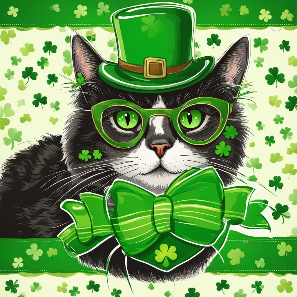St. Patrick's Day Cat in Green Hat