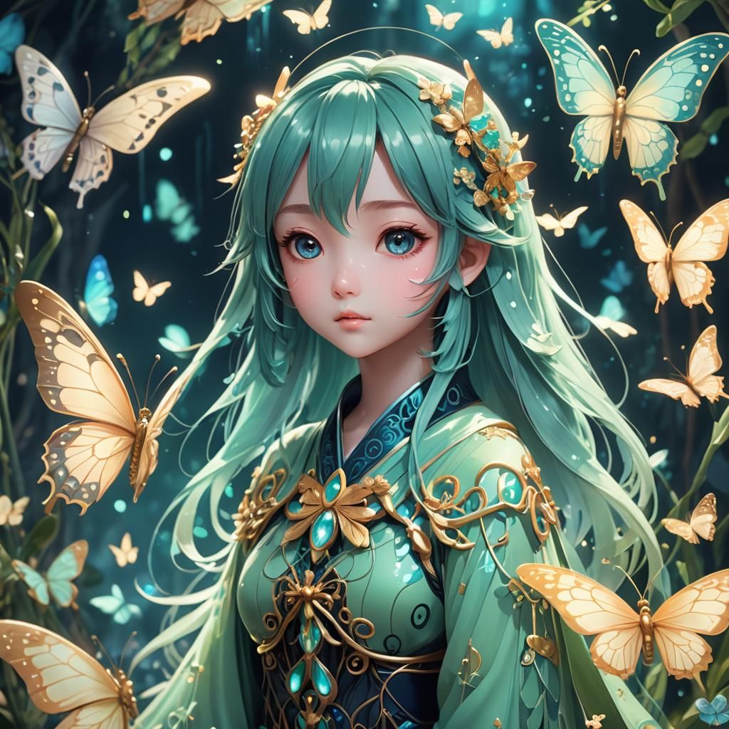 Adorable Butterfly Chrysalis in Whimsical 3D Anime Art